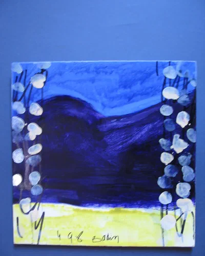 Georges Badin — Canvas-Mounted Card, 37 × 37 cm - avril 1998